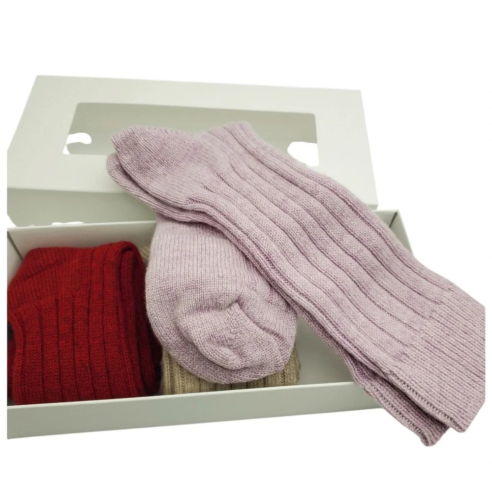 Cashmere Socks 3 Pack Gift Set Women 9-11 Garnet Hill Crew Luxury New Cozy Soft